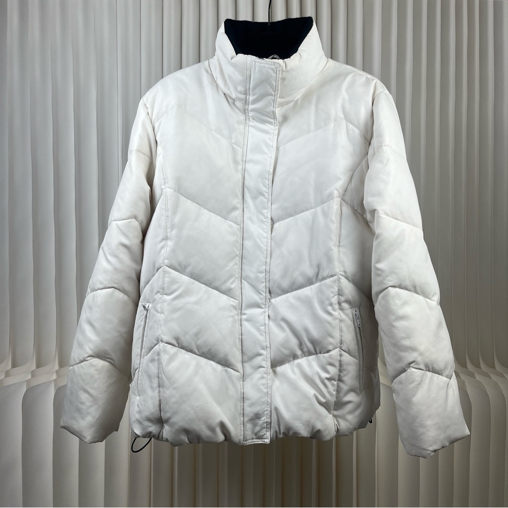 Brandon Thomas Down & Feather Women’s White Puffer Coat Zip & Button - Picture 1 of 16